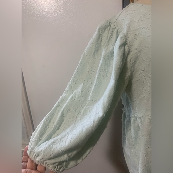Anthropologie Amorina Mint Green Textured Babydoll Top - Picture 16 of 16